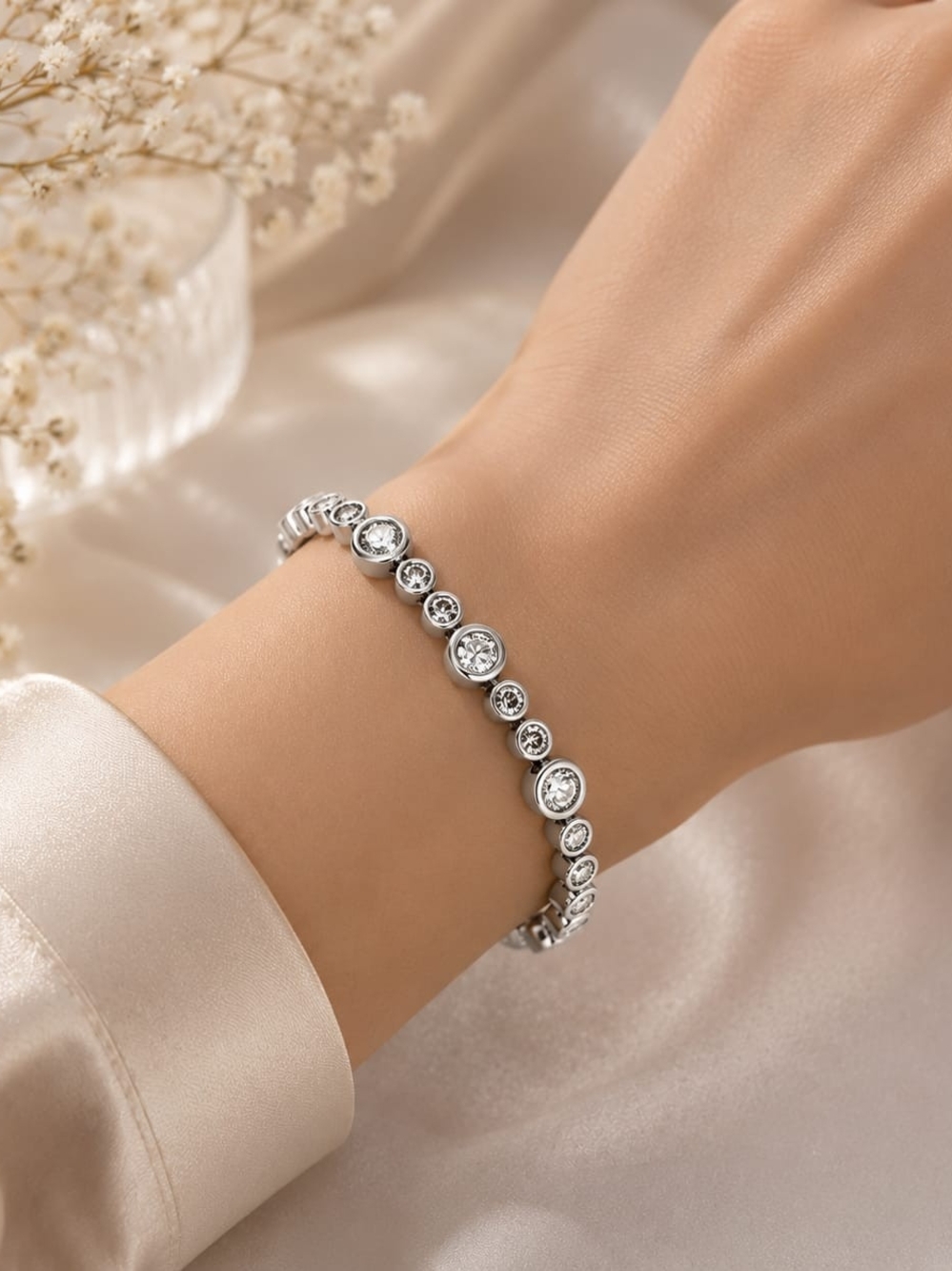 Silver CZ Bezel Bracelet